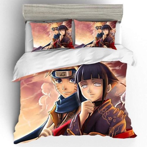 Naruto Bed Set Cute Naruto And Hinata Yukata Summer Outfit Anime Bedding Robinplacefabrics