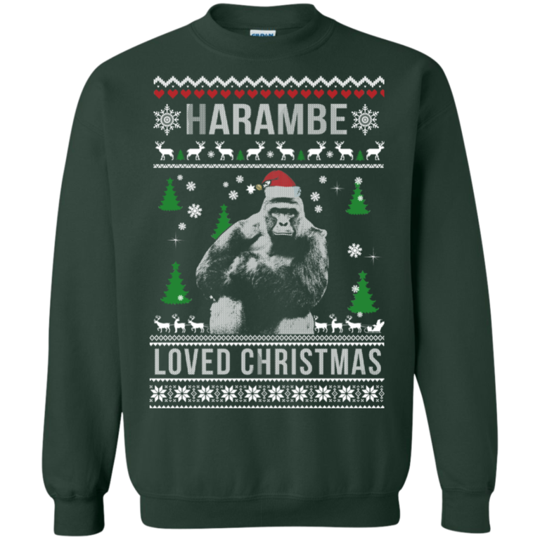 Harambe Loved Christmas Sweater, T-Shirt, Long Sleeve