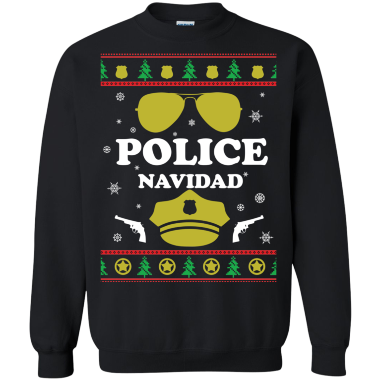 Police Navidad Christmas Sweater, Tshirt, Long Sleeve