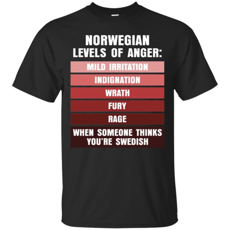 Norwegian levels of anger T shirt, Ls, Hoodie