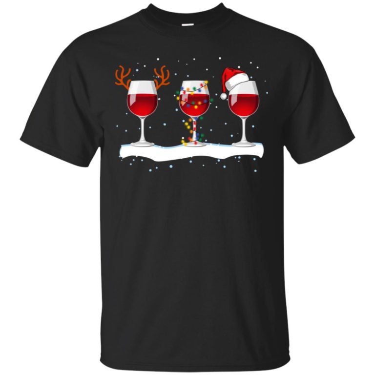 Wine Glass Christmas T shirt, Ls, Hoodie