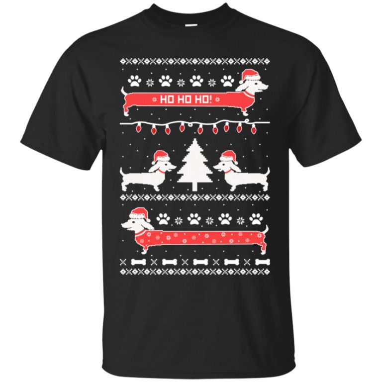 Cute Dachshund Snow Ho Ho Ho Ugly Christmas T shirt, Ls, Sweater