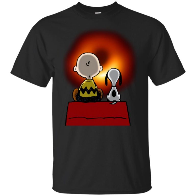 Snoopy and Charlie Brown watching cosmic black hole shirt