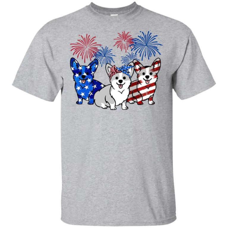 4th Of July Three Corgi American Flag hoodie, t shirt