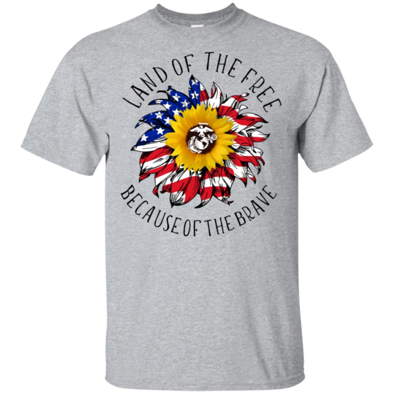 Sunflower American flag Land of the free because of the brave hoodie, t shirt