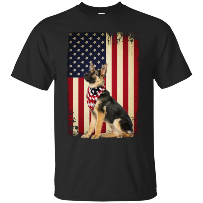 German shepherd American flag shirt