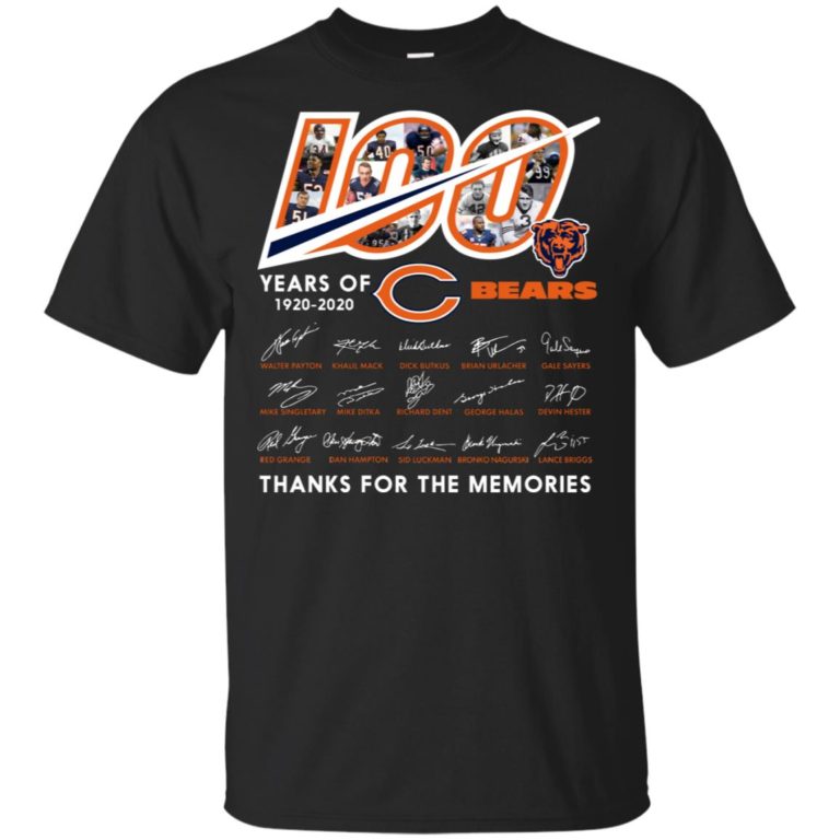 100 years of Chicago Bears 1920-2020 Thanks for the memories shirt