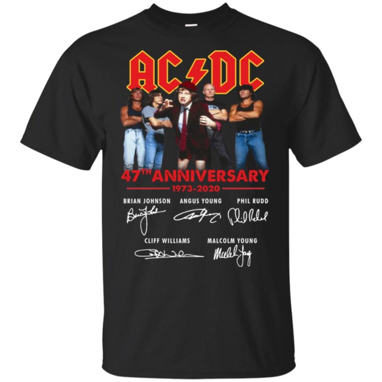 AC/DC 47th anniversary 1973-2020 signature hoodie, ls, t shirt