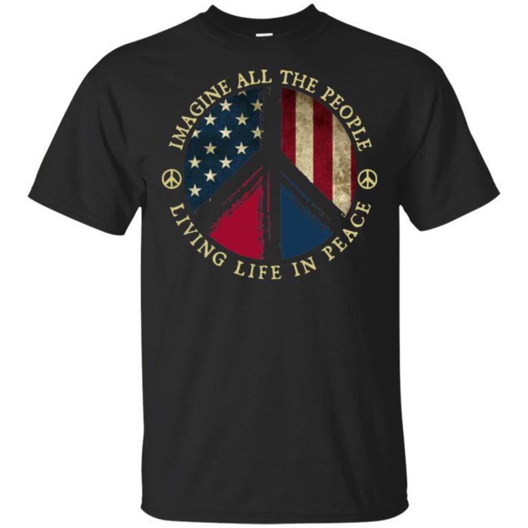 Peace sign Imagine all the people living life in peace hoodie, ls, t shirt