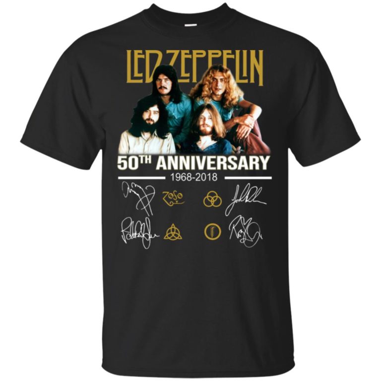 Led Zeppelin 50th anniversary 1968-2018 signatures hoodie, ls, t shirt