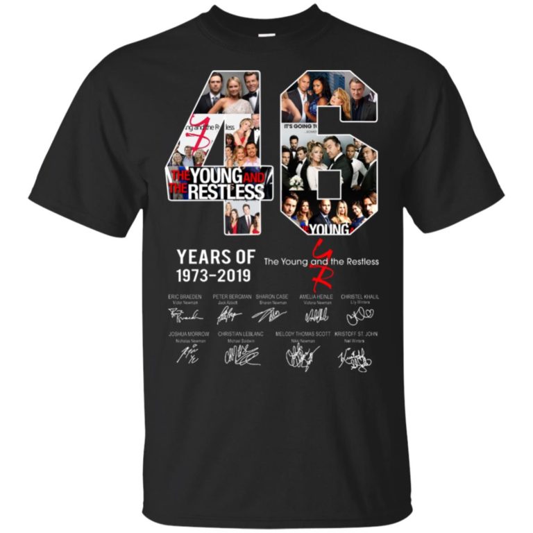 46 years of the Young and the Restless 1973-2019 signature hoodie, ls, t shirt