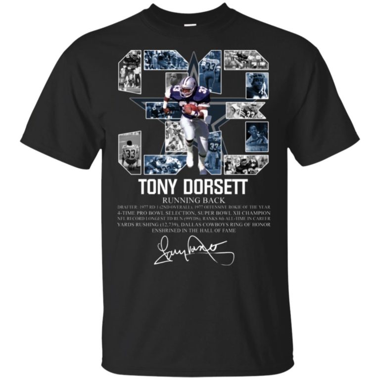 33 Tony Dorsett Dallas Cowboys running back signature hoodie, ls, t shirt