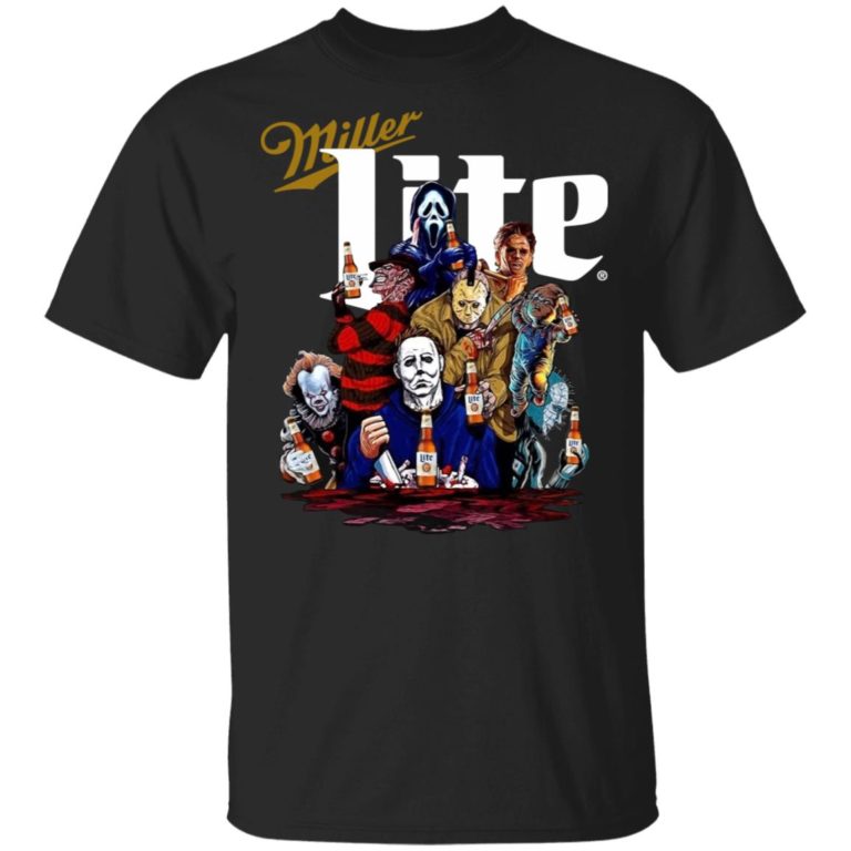 Halloween Horror characters drink Miller Lite sweater, hoodie, t shirt