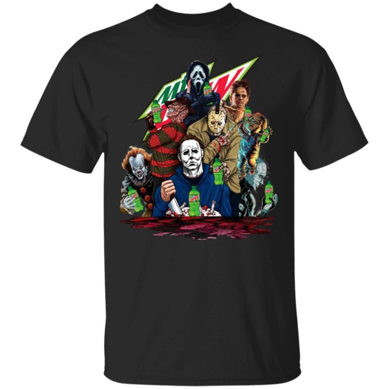 Halloween horror movies characters drink Mountain Dew sweatshirt, hoodie, t shirt