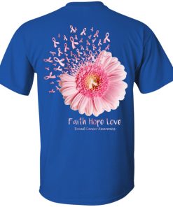 Daisy Faith hope love breast cancer awareness shirt back printed