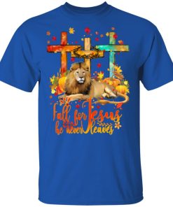 Lion and Jesus cross Fall for Jesus he never leaves hoodie, ls, t shirt Lion and Jesus cross Fall for Jesus he never leaves hoodie, ls, t shirt