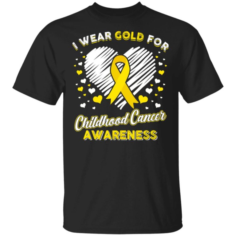 I wear gold for childhood cancer awareness hoodie, ls, t shirt