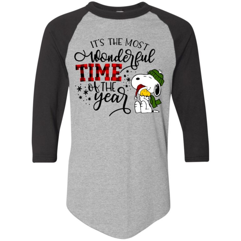 Snoopy Christmas It’s The Most Wonderful Time Of The Year Raglan Jersey