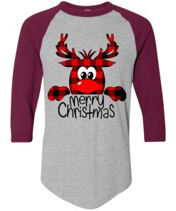 Peeping Reindeer Merry Christmas Raglan Jersey