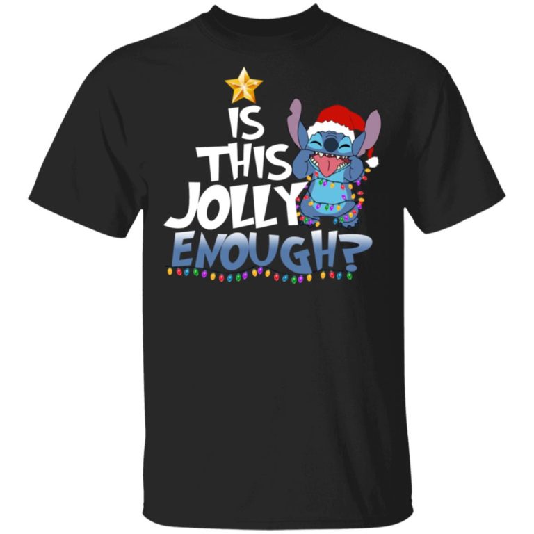 Stitch is this jolly enough christmas light t shirt, sweatshirt