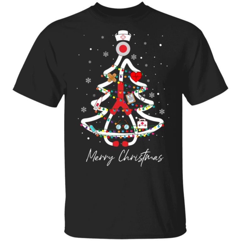 Nurse Christmas tree merry Christmas t shirt, sweatshirt