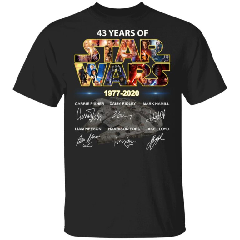 43 years of Star Wars 1977 2020 signatures hoodie, sweater, t shirt