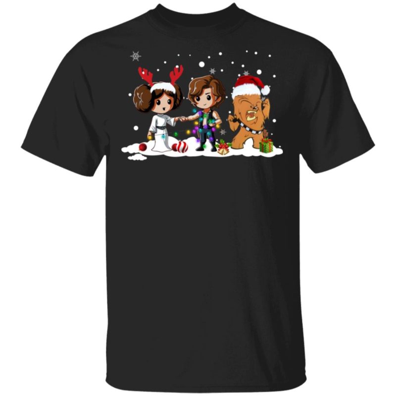 Star Wars Princess Leia Han Solo And Chewbacca Chibi Christmas t shirt, sweatshirt