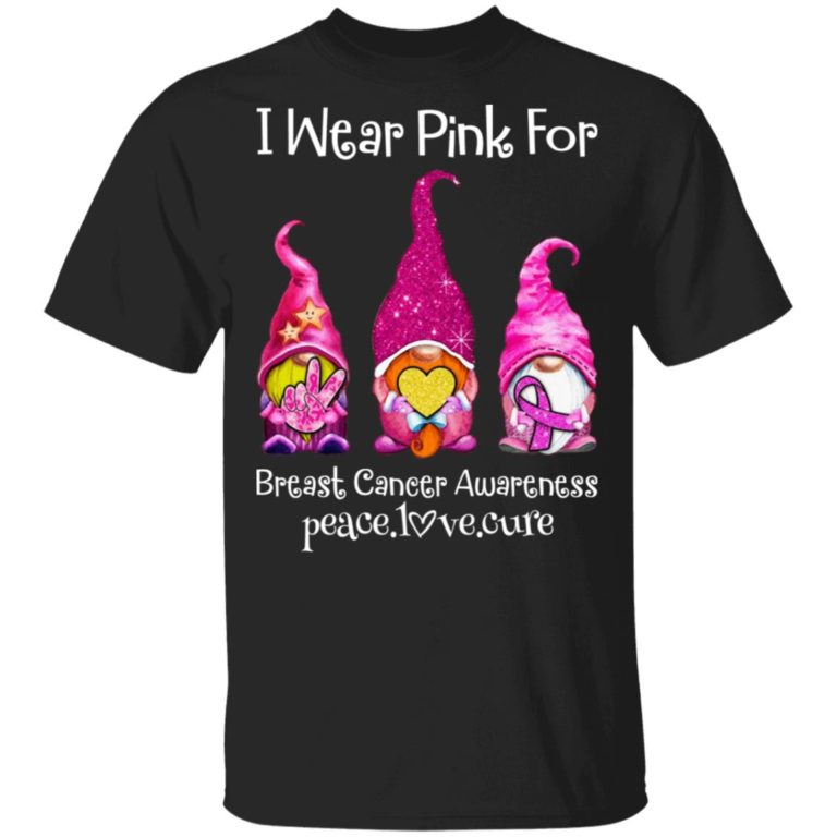 I wear pink for breast cancer awareness peace love cure