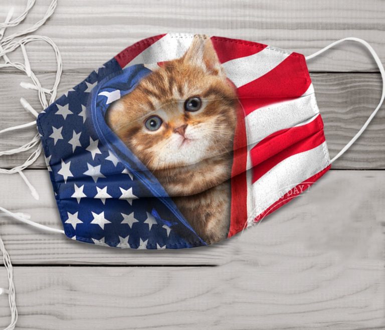 Meow Cat American Flag Face Mask
