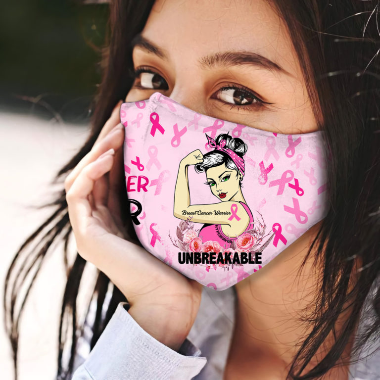 Breast Cancer Awareness Warrior Unbreakable Face Mask