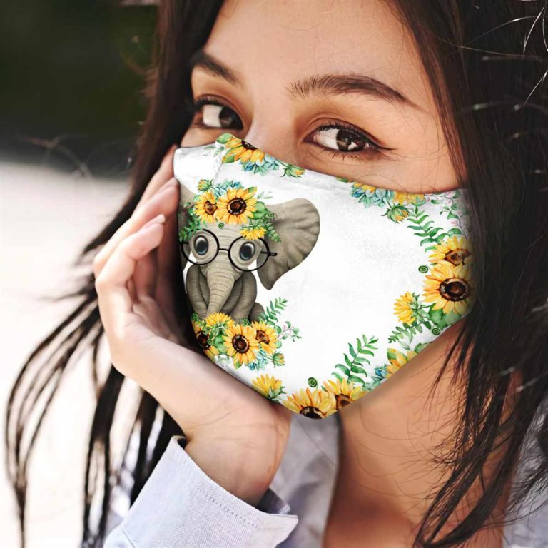 Elephant Sunflower Face Mask