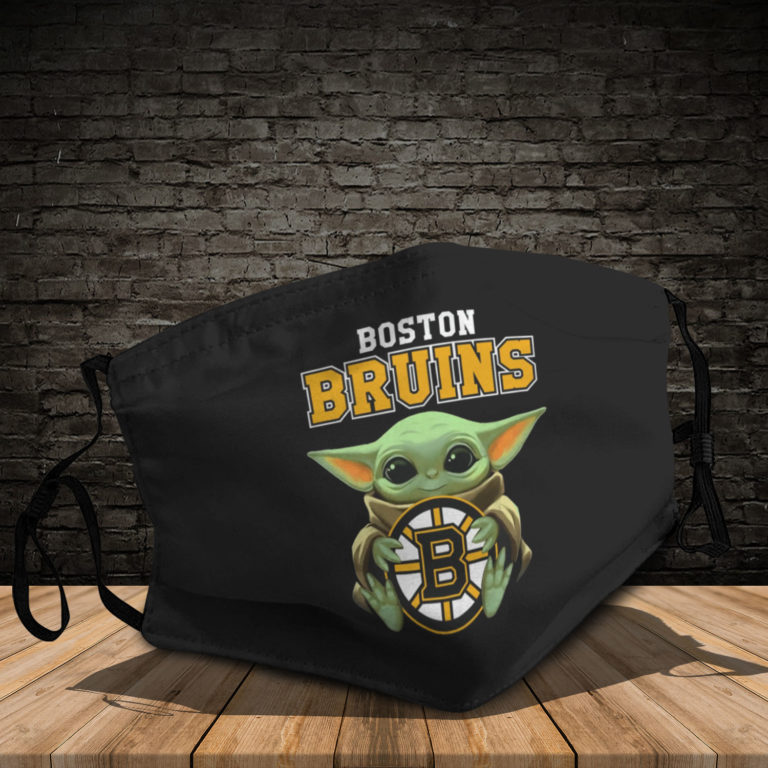 Baby Yoda Hug Boston Bruins 3D Face Mask