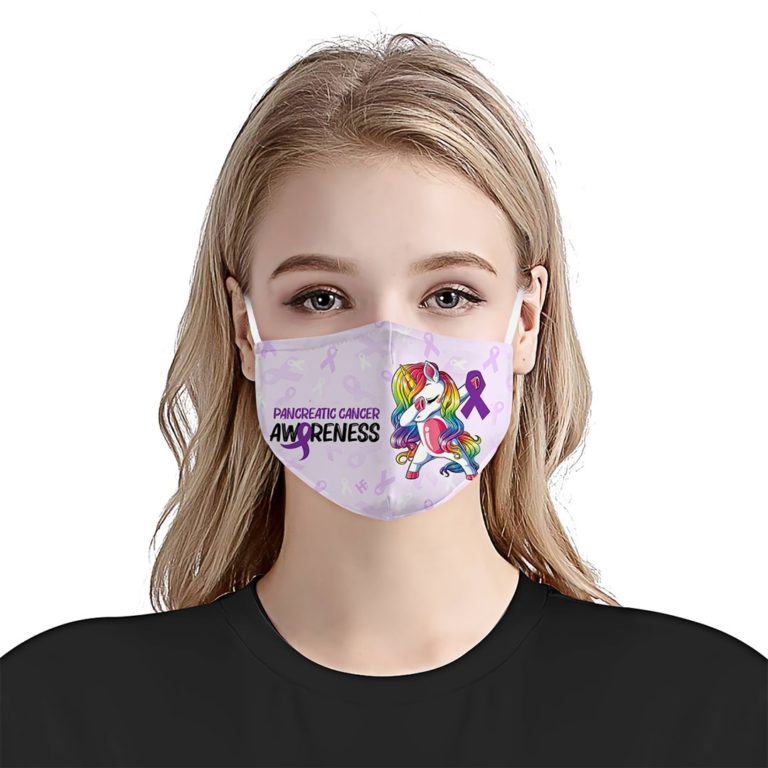 Pancreatic Cancer Awareness Unicorn Dabbing Face Mask