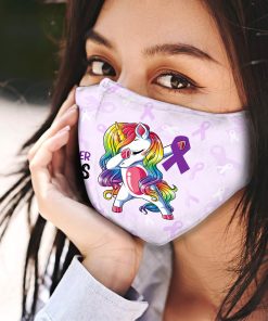 Pancreatic Cancer Awareness Unicorn Dabbing Face Mask