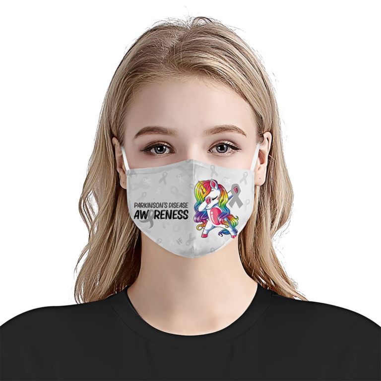 Parkinson’s Disease Awareness Unicorn Dabbing Face Mask