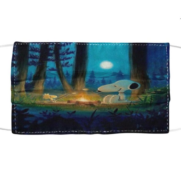Snoopy And Woodstock Camping Face Mask