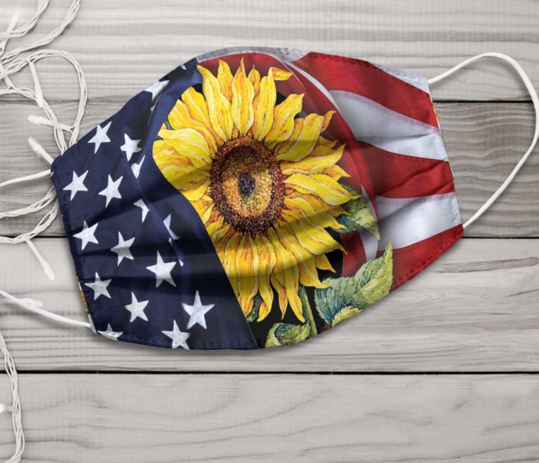 4 of July Independence Day America Flag Sunflowers Face Mask