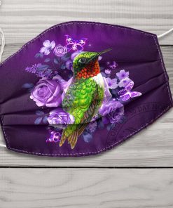 Purple Hummingbird Flowers Face Mask