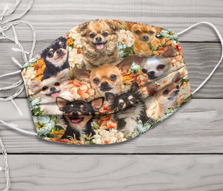 Chihuahua Flowers Face Mask