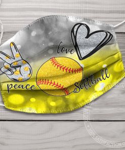 Peace Softball Love Face Mask
