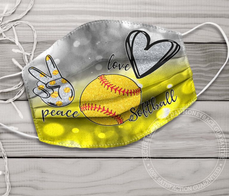 Peace Softball Love Face Mask