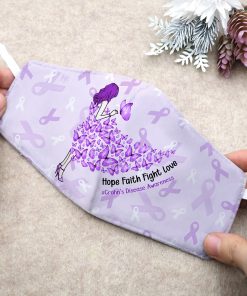 Crohn’s Disease Awareness Hope Faith Fight Love Face Mask