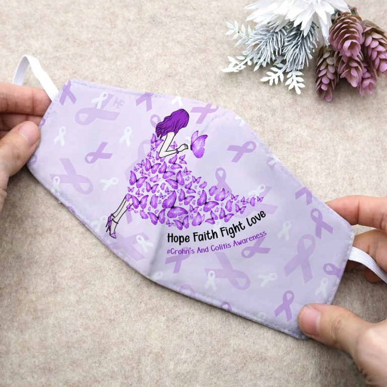 Crohn’s And Colitis Awareness Hope Faith Fight Love Face Mask