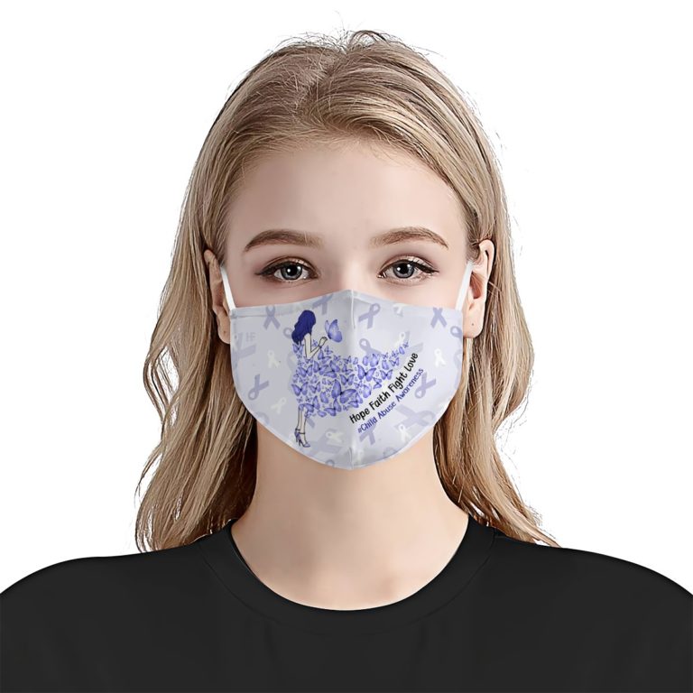 Child Abuse Awareness Hope Faith Fight Love Face Mask