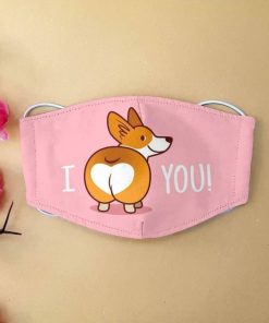 Corgi I Love You Face Mask
