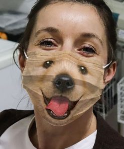 Happy Golden Retriever Face Mask