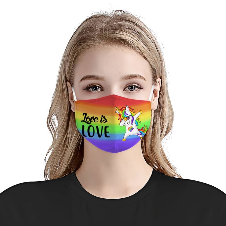 LGBT Unicorn Dabbing Love is Love Face Mask