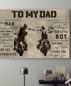 Son Motorbike Biker To My Dad I Love You Poster & Canvas