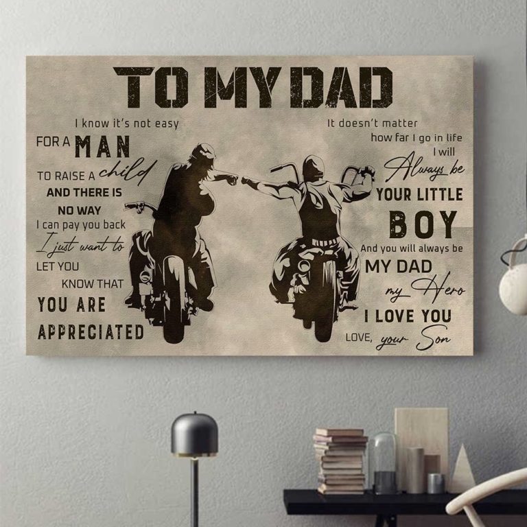 Son Motorbike Biker To My Dad I Love You Poster & Canvas