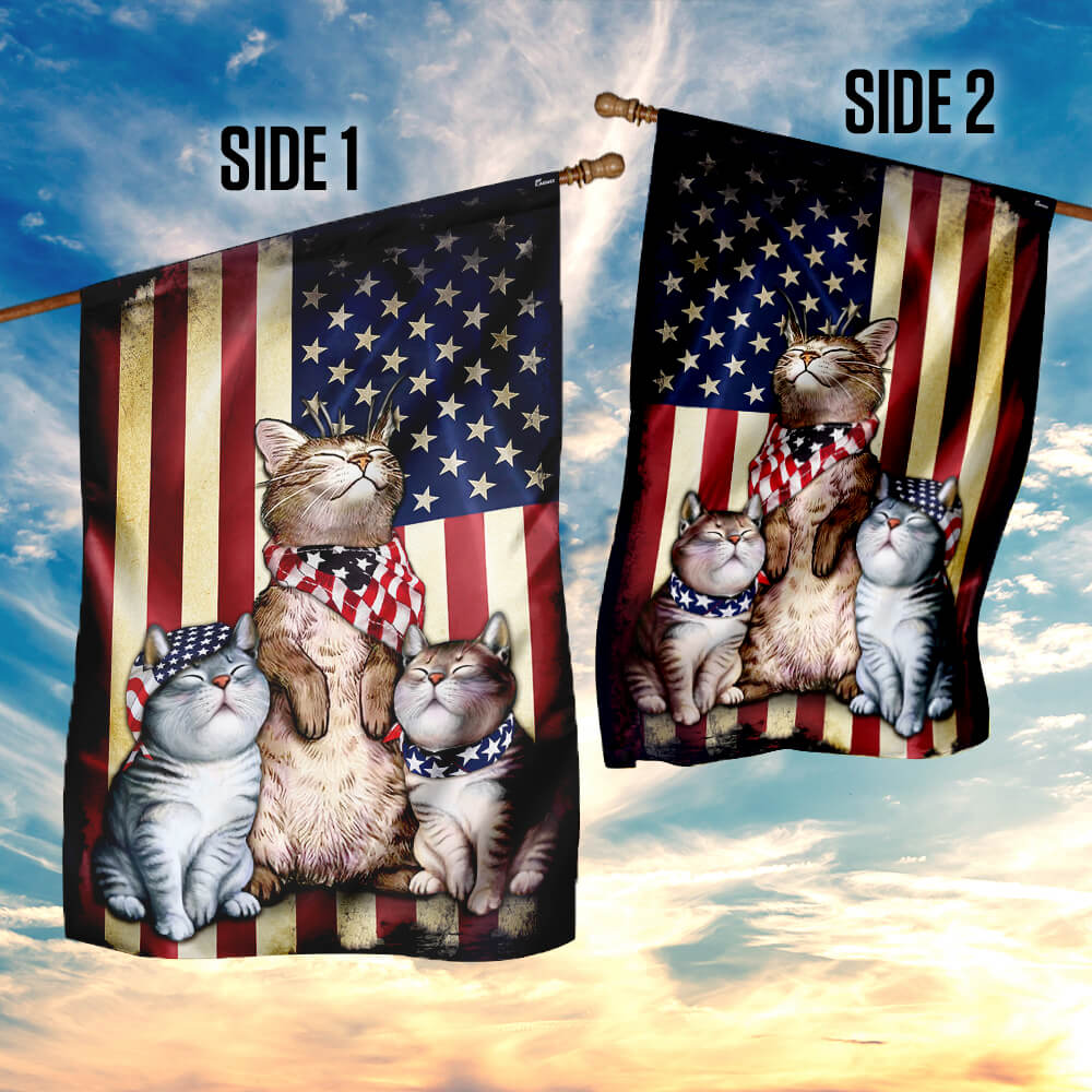 Cats American Flag 4th of July House Flag | Garden Flag - RobinPlaceFabrics